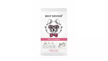 Изображение товара Лучший сухой корм для собак мелких пород BEST DINNER Sensible Adult Mini Veal&Pumpkin 1,5 кг