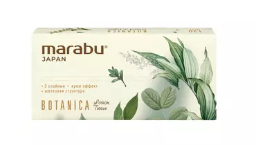 Изображение товара Салфетки бумажные Marabu Botanica крем эффект мягкая упаковка 3-слойные 120 шт