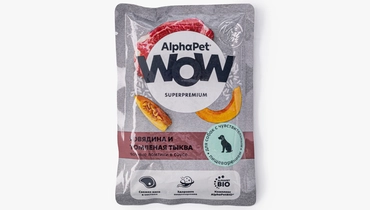 Изображение товара Корм влажный для собак с чувств. пищеварением "Говядина и томленая тыква в соусе" AlphaPet, 85г