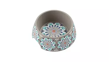 Изображение товара TARHONG Миска для животных "Carmel", бежевая с рисунком, 18х7.1см/590мл