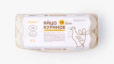 Яйцо куриное белое высшей категории СВ, 10 шт