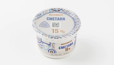Сметана 15% Вологодская, 200&nbsp;г