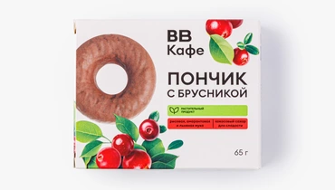 Изображение товара Пончик с брусникой безглютеновый шоколадная глазурь 220 рублей