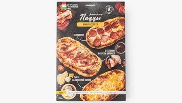 Пиццы римские мини "Пепперони", "4 сыра на&nbsp;томатной основе", "с беконом и&nbsp;соусом барбекю", зам.