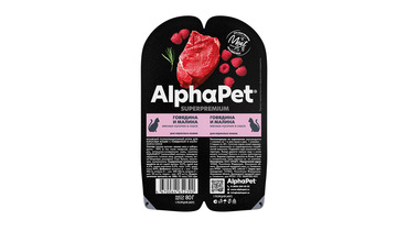 Изображение товара Влажный корм для кошек ALPHAPET Adult с говядиной и малиной 80г