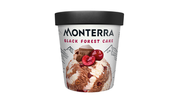 Изображение товара Мороженое Monterra Шоколадно вишневый торт 480 мл - насыщенное шоколадное с вишней и бисквитом