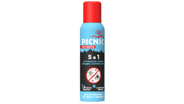 Изображение товара Аэрозоль Picnic Extreme 5в1 от комаров мошки клещей слепней блох 150 мл