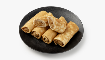 Изображение товара Большая порция блинов со сгущёнкой и арахисом 5 шт ВкусВилл