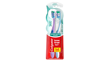Изображение товара Зубная щетка Colgate 360° Суперчистота средней жесткости 1+1 в ассортименте
