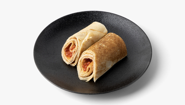 Изображение товара Блин с красной икрой из кафе - деликатесное блюдо 420 рублей