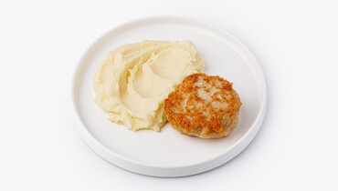 Изображение товара Куриные оладьи с картофельным пюре домашнего приготовления 317 рублей