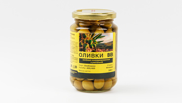 Изображение товара Оливки зеленые консервированные с косточкой, 340 г