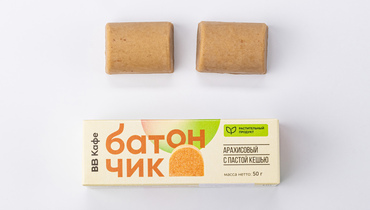 Изображение товара Арахисово-касторовый батончик с ванилью и гречкой 50 г ВкусВилл