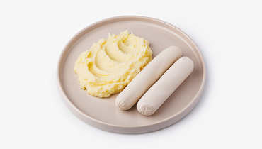 Изображение товара Куриные сосиски с картофельным пюре ВкусВилл 210 г готовое блюдо российский продукт