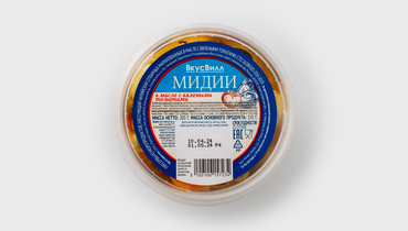 Изображение товара Мидии в масле с вялеными томатами 200 г закуска из морепродуктов ВкусВилл