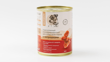 Изображение товара Корм влажный для собак с потрошками ж/б, 340 гр