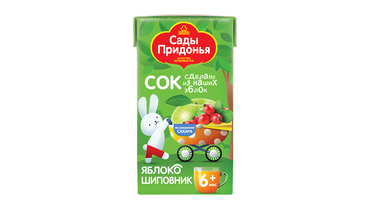 Изображение товара Сок детский Сады Придонья яблоко шиповник осветленный восстановленный с 6 месяцев 125 мл