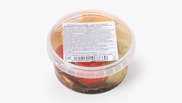 Изображение товара Ассорти из оливок, томатов и перца в масле с сырной начинкой 406 рублей