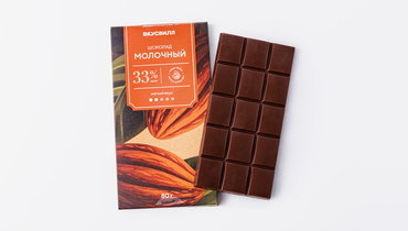 Изображение товара Молочный шоколад 33% ВкусВилл 80 г - сливочный и нежный десерт