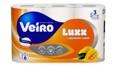 Изображение товара Бумага туалетная Veiro Luxoria Aroma Свежесть манго 3-слойная 6 рулонов