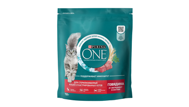 Изображение товара Корм сухой Purina ONE говядина и пшеница для стерилизованных кошек 750 г