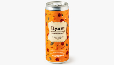 Изображение товара Безалкогольный газированный пунш с апельсином и имбирём 330 мл ВкусВилл