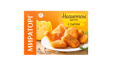 Изображение товара Куриные наггетсы Мираторг с сыром 250 г - вкусное мясо с хрустящей панировкой