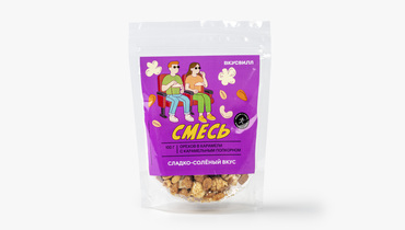 Изображение товара Микс орехов в карамели с карамельным попкорном 197 рублей