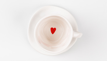 Изображение товара Кофейная пара Сердце из фаянса с цветной глазурью и декором