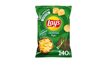 Изображение товара Чипсы картофельные Lay's Зеленый лук 140 г хрустящие и ароматные