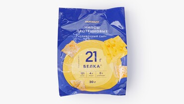 Изображение товара Протеиновые чипсы сливочный сыр, хрустящие и вкусные с белком 21 г