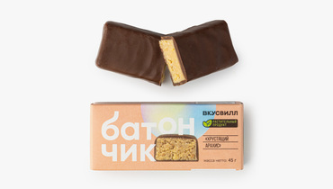 Изображение товара Веганский батончик Хрустящий арахис с шоколадом 50 г