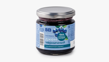 Изображение товара Черничный джем на мальтитном сиропе 200 г ВкусВилл - низкосахарный варенье из ягод