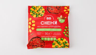 Изображение товара Снеки из кукурузы и гороха со вкусом сальсы и перца чили