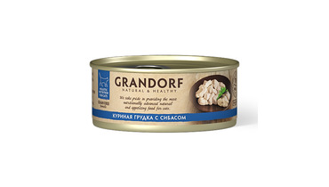 Изображение товара GRANDORF Корм влаж.куриная грудка с сибасом д/кошек конс.70г