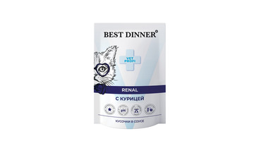 Изображение товара Корм влажный для кошек Best Dinner для профилактики заболевания почек с Курицей в соусе 85 г