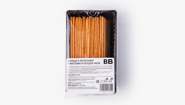 Изображение товара Хлебцы с вялеными томатами и перцем чили тонкие ломтики