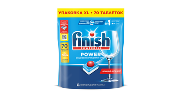 Изображение товара Finish Power бесфосфатные таблетки с лимоном 70 шт для посудомоечной машины