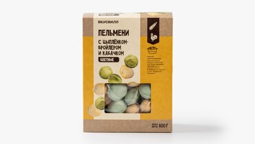Изображение товара Пельмени с цыпленком-бройлером и кабачком цветные 800 г ВкусВилл