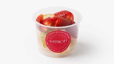 Изображение товара Фруктовый микс в стаканчике (банан, груша, клубника), 160 г ВкусВилл