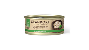 Изображение товара Влажный корм для кошек GRANDORF с куриной грудкой 70 г натуральный
