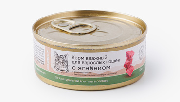 Изображение товара Влажный корм для кошек с ягненком ВкусВилл 100 г