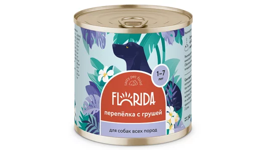FLORIDA консервы Для собак «Перепёлка с грушей», 240г