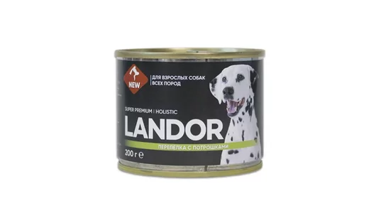 LANDOR 200гр Корм для собак перепелка с потрошками