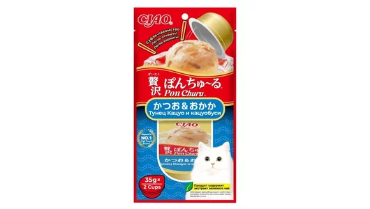 Лакомство для кошек INABA CIAO PON CHURU Суфле из тунца кацуо и кацуобуси, 70гр