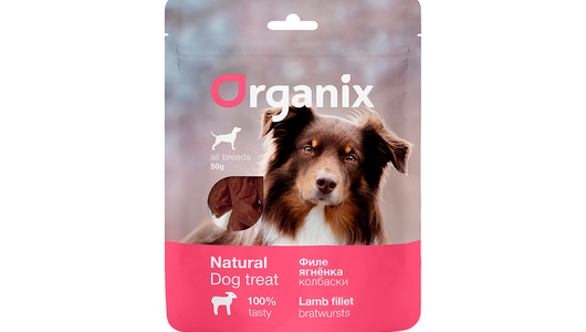 Organix лакомства Лакомство для собак «Колбаски из филе ягненка» 100% мясо, 50г
