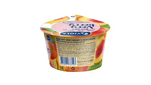 Йогурт Viola Very Berry с&nbsp;персиком 2,6% 180 г