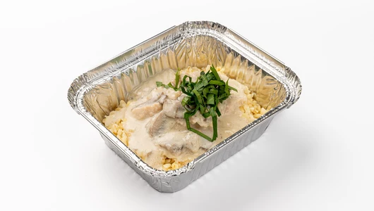 Индейка в сливочном соусе с булгуром