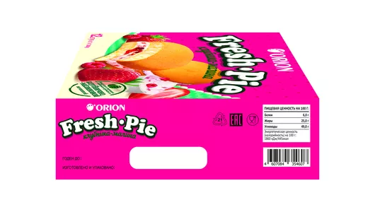 Пирожное бисквитное Orion Fresh Pie с клубнично-малиновой начинкой 300 г Пирожное бисквитное Orion Fresh Pie с клубнично-малиновой начинкой 300 г