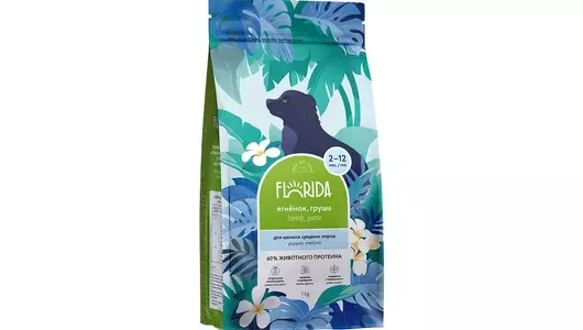 FLORIDA Сухой корм для щенков средних пород с ягненком и грушей, Medium Puppy Lamb, 1 кг